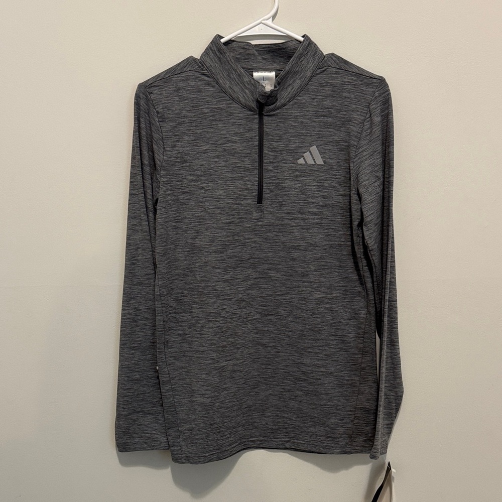Adidas Heathered Gray Quarter-Zip Top